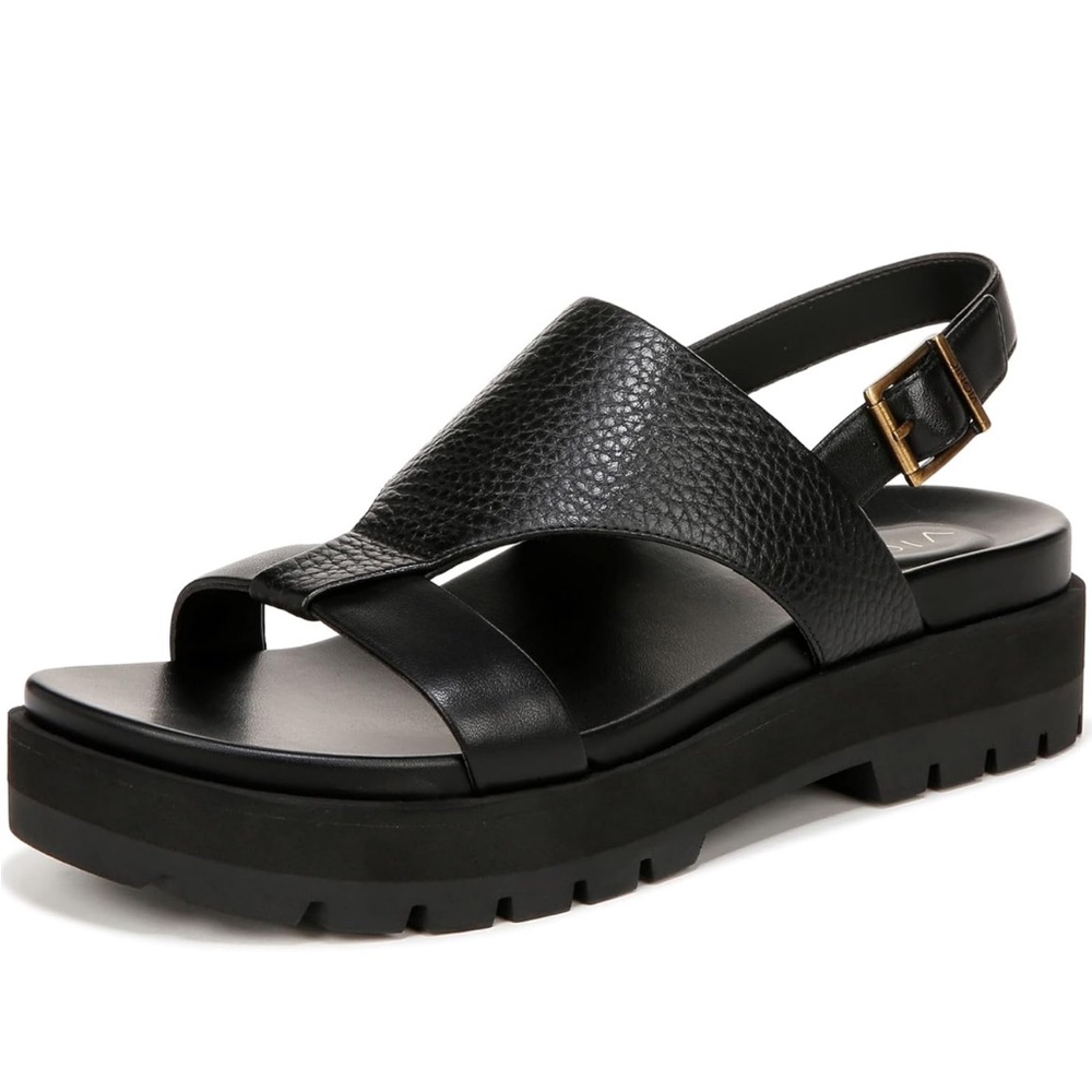 Vionic Black Platform Sandals with Chunky Sole